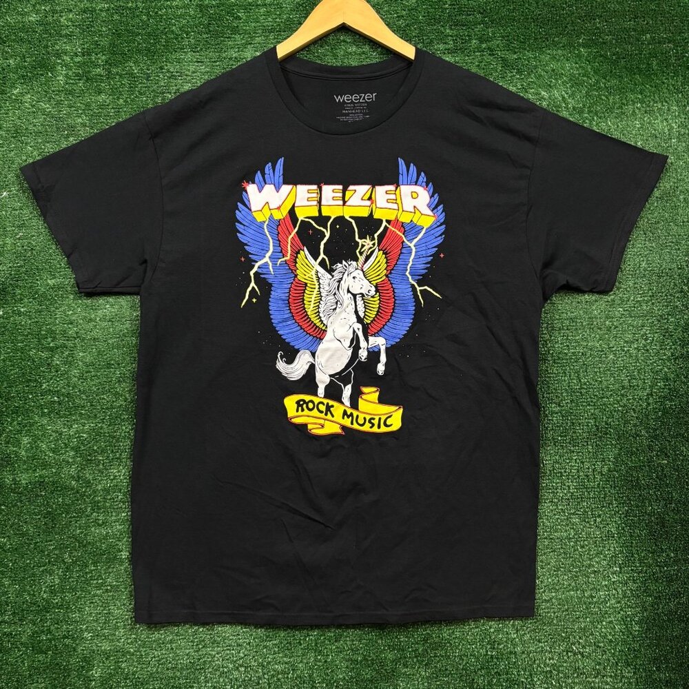 Weezer Rock Music Lightning Flying Winged Unicorn Band T-Shirt Size Extra Large